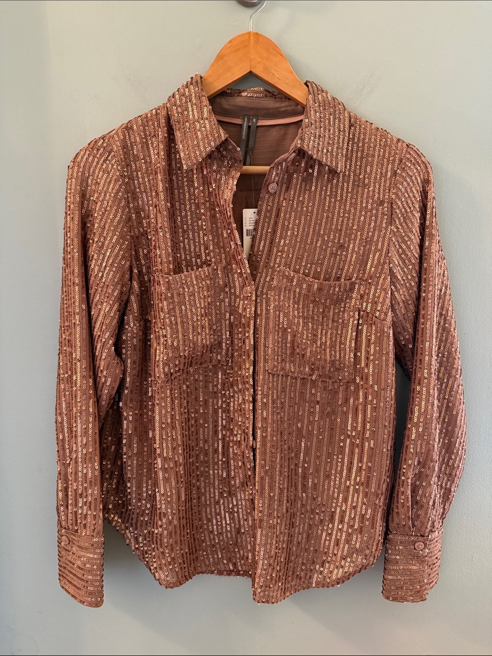 Anthropologie Sequin Button-Down Shirt